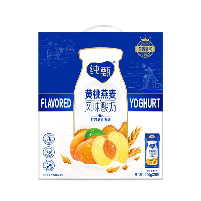 蒙牛 纯甄风味酸牛乳黄桃燕麦味康美笑脸包 200g*10包