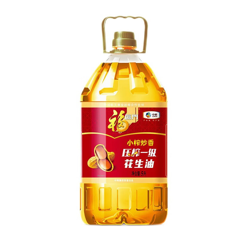 中粮福临门小榨炒香压榨一级花生油 5L