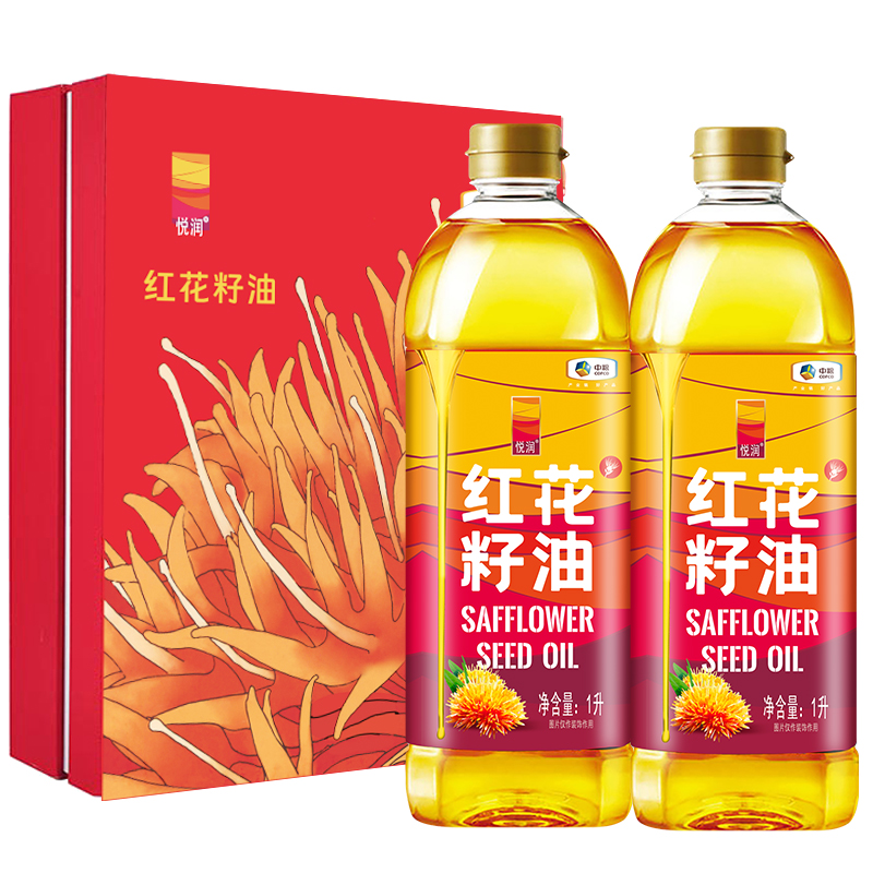 中粮悦润红花籽油礼盒1L*2