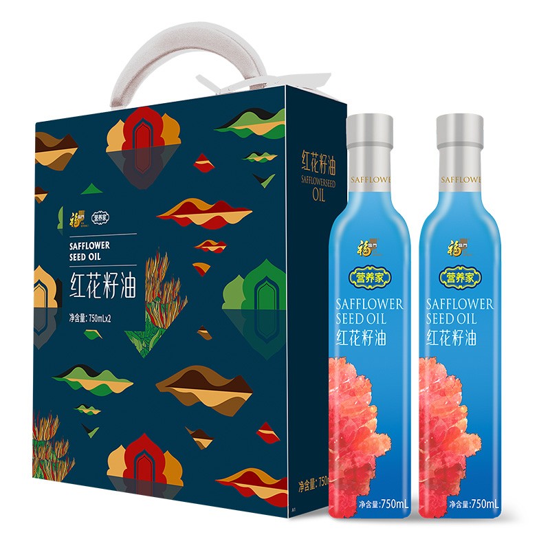 中粮福临门营养家红花籽油礼盒750ml*2