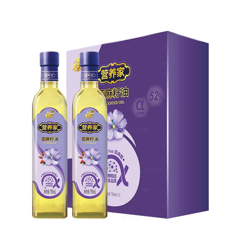 中粮福临门营养家亚麻籽油礼盒750ml*2