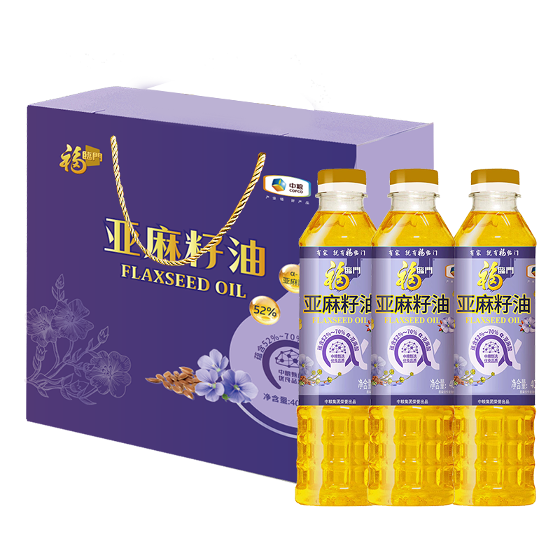 中粮福临门亚麻籽油礼盒1.2L