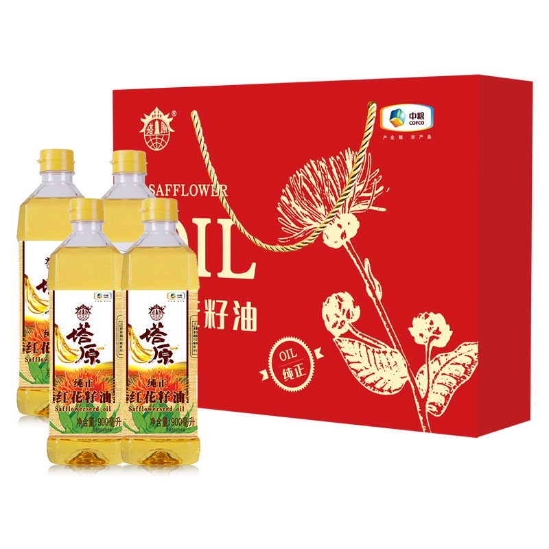 中粮塔原纯正红花籽油礼盒900ml*4瓶