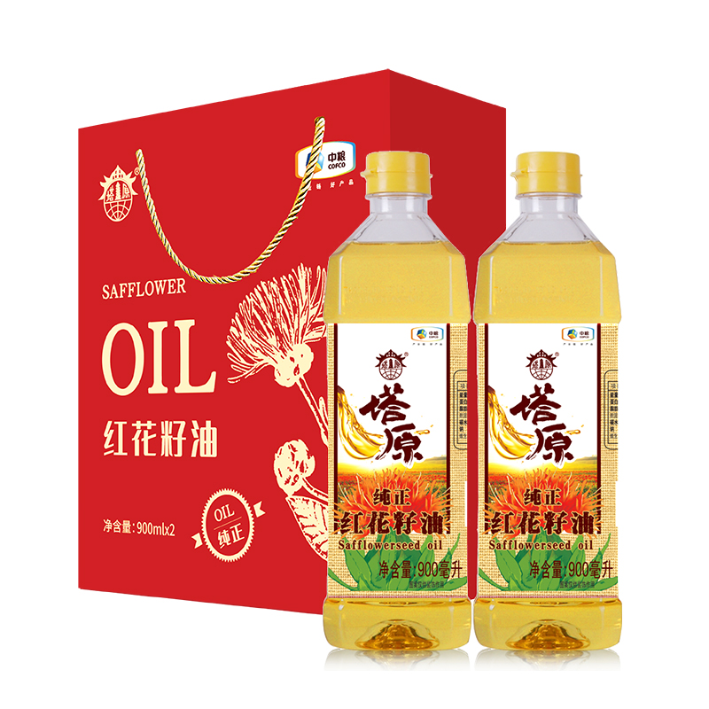 中粮塔原纯正红花籽油礼盒900ml*2瓶